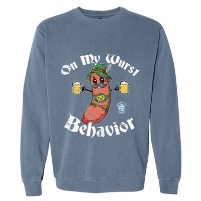 On My Wurst Behavior Funny Bratwurst Oktoberfest Garment-Dyed Sweatshirt