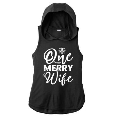 One Merry Wife Christmas Gift Ladies PosiCharge Tri-Blend Wicking Draft Hoodie Tank