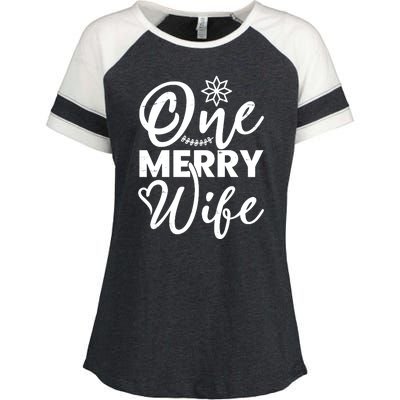 One Merry Wife Christmas Gift Enza Ladies Jersey Colorblock Tee