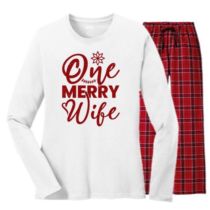 One Merry Wife Christmas Gift Women's Long Sleeve Flannel Pajama Set 