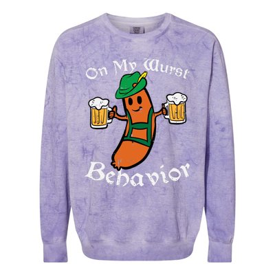 On My Wurst Behavior  Oktoberfest Beer Festival Colorblast Crewneck Sweatshirt