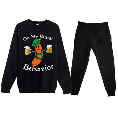 On My Wurst Behavior  Oktoberfest Beer Festival Premium Crewneck Sweatsuit Set