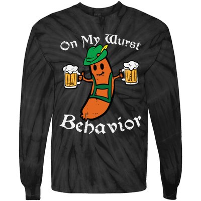 On My Wurst Behavior  Oktoberfest Beer Festival Tie-Dye Long Sleeve Shirt