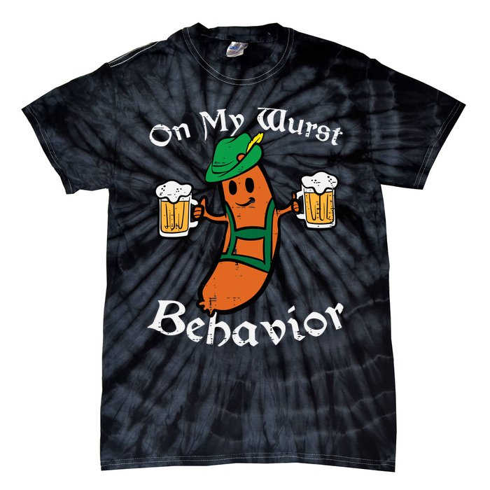 On My Wurst Behavior  Oktoberfest Beer Festival Tie-Dye T-Shirt