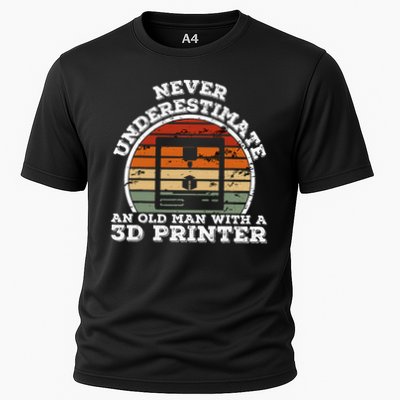 Old Man With A 3d Printer Funny 3d Printing Cooling Performance Crew T-Shirt