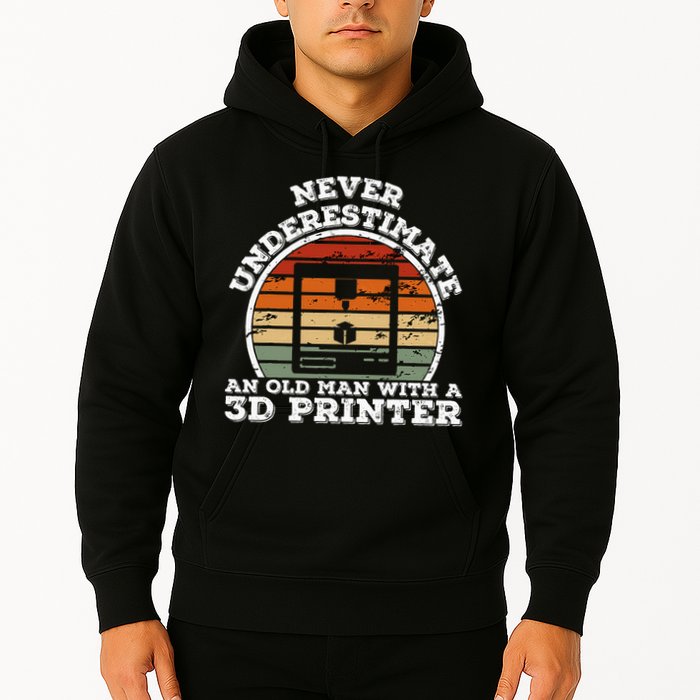 Old Man With A 3d Printer Funny 3d Printing Hoodie