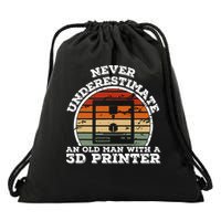 Old Man With A 3d Printer Funny 3d Printing Drawstring Bag