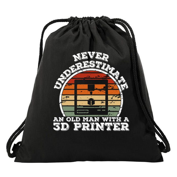 Old Man With A 3d Printer Funny 3d Printing Drawstring Bag