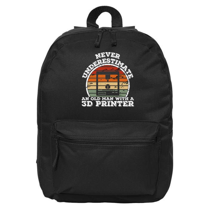 Old Man With A 3d Printer Funny 3d Printing 16 in Basic Backpack