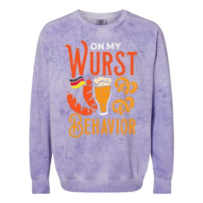 On My Wurst Behavior Funny Bavarian Oktoberfest Colorblast Crewneck Sweatshirt