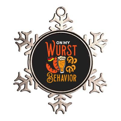 On My Wurst Behavior Funny Bavarian Oktoberfest Metallic Star Ornament