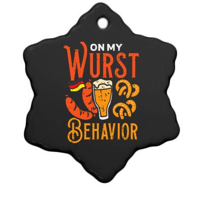 On My Wurst Behavior Funny Bavarian Oktoberfest Ceramic Star Ornament