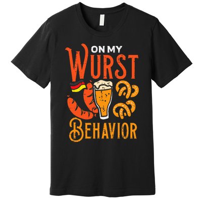 On My Wurst Behavior Funny Bavarian Oktoberfest Premium T-Shirt