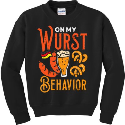 On My Wurst Behavior Funny Bavarian Oktoberfest Kids Sweatshirt