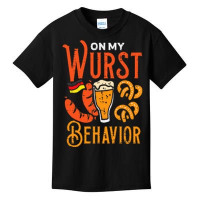 On My Wurst Behavior Funny Bavarian Oktoberfest Kids T-Shirt