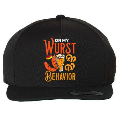 On My Wurst Behavior Funny Bavarian Oktoberfest Wool Snapback Cap