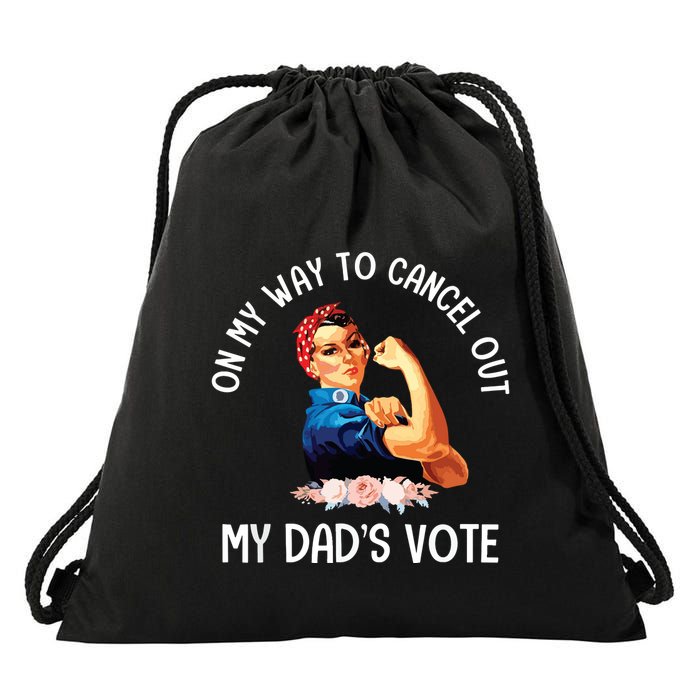 On My Way To Cancel Out My DadS Vote Mom Apparel Drawstring Bag