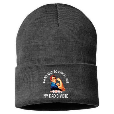 On My Way To Cancel Out My DadS Vote Mom Apparel Sustainable Knit Beanie