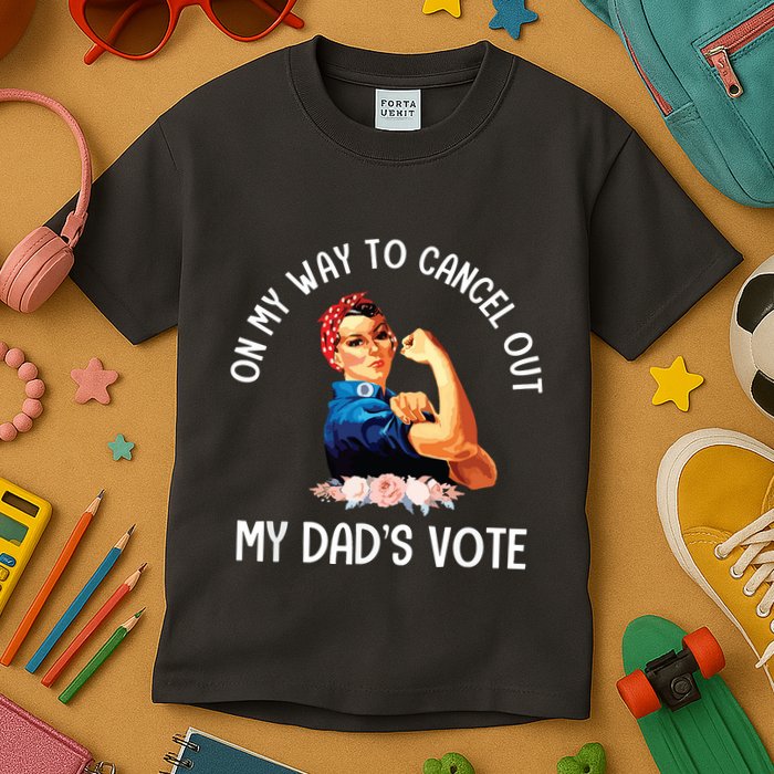 On My Way To Cancel Out My DadS Vote Mom Apparel Kids T-Shirt