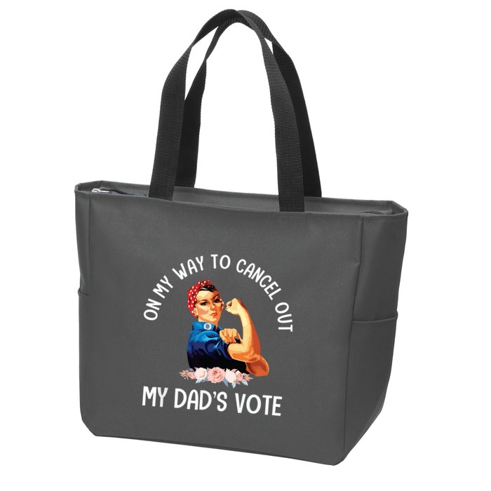 On My Way To Cancel Out My DadS Vote Mom Apparel Zip Tote Bag