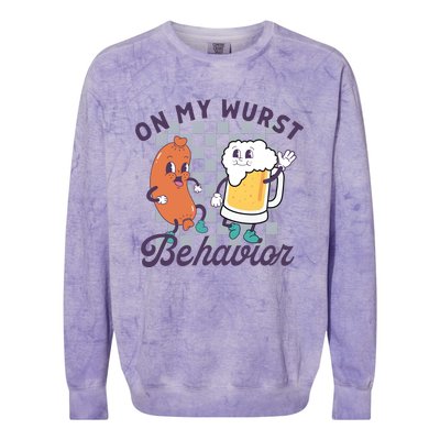 On My Wurst Behavior Funny Oktoberfest Drinking Team Colorblast Crewneck Sweatshirt