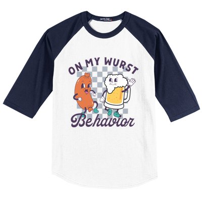 On My Wurst Behavior Funny Oktoberfest Drinking Team Baseball Sleeve Shirt