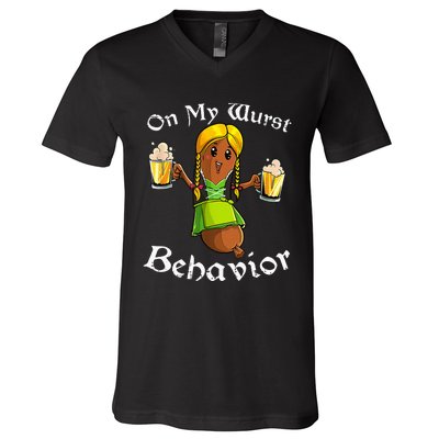 On My Wurst Behavior Oktoberfest German V-Neck T-Shirt