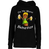 On My Wurst Behavior Oktoberfest German Womens Funnel Neck Pullover Hood