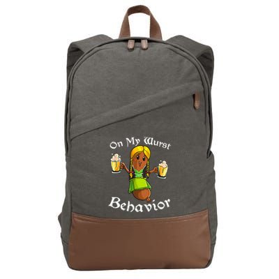 On My Wurst Behavior Oktoberfest German Cotton Canvas Backpack