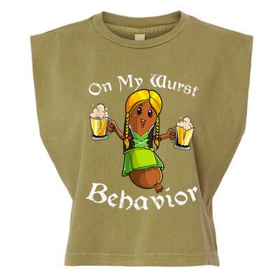 On My Wurst Behavior Oktoberfest German Garment-Dyed Women's Muscle Tee