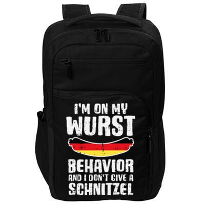 On My Wurst Behavior Dont Give Schnitzel Funny Oktoberfest Impact Tech Backpack