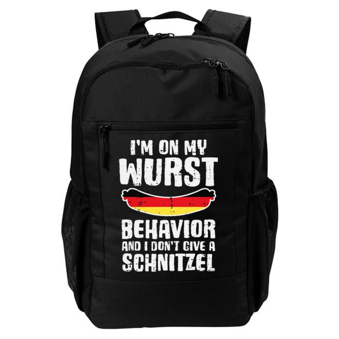 On My Wurst Behavior Dont Give Schnitzel Funny Oktoberfest Daily Commute Backpack