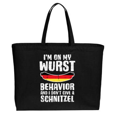 On My Wurst Behavior Dont Give Schnitzel Funny Oktoberfest Cotton Canvas Jumbo Tote