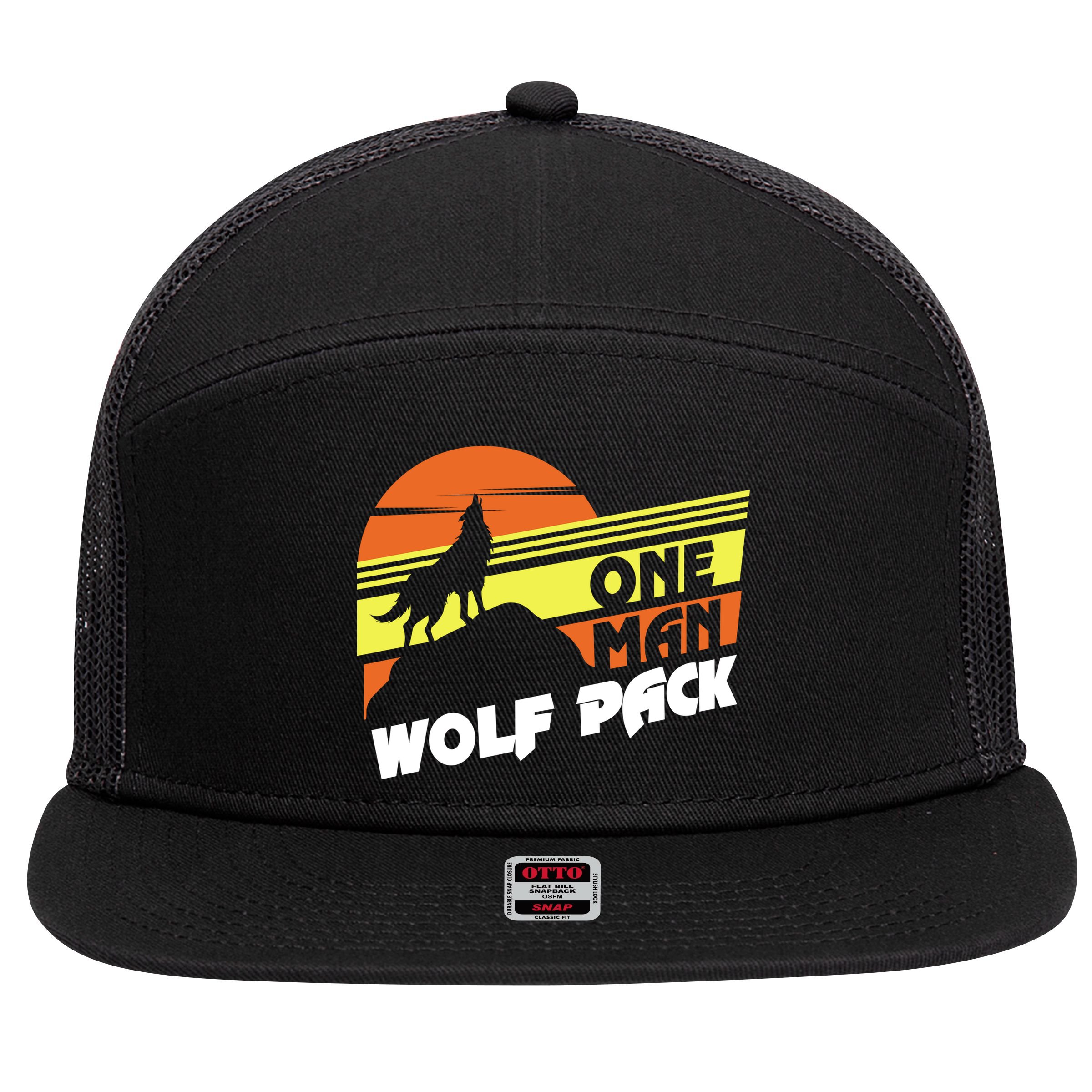 One Man Wolf Pack 7 Panel Mesh Trucker Snapback Hat