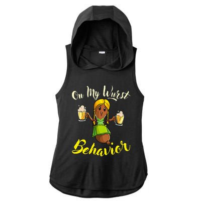 On My Wurst Behavior Funny Bratwurst German Oktoberfest Ladies PosiCharge Tri-Blend Wicking Draft Hoodie Tank