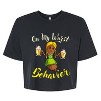 On My Wurst Behavior Funny Bratwurst German Oktoberfest Bella+Canvas Jersey Crop Tee