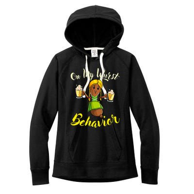 On My Wurst Behavior Funny Bratwurst German Oktoberfest Women's Fleece Hoodie