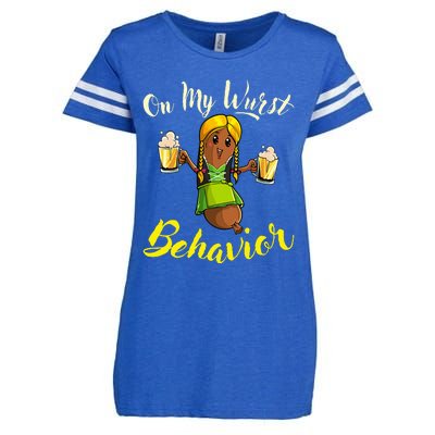 On My Wurst Behavior Funny Bratwurst German Oktoberfest Enza Ladies Jersey Football T-Shirt