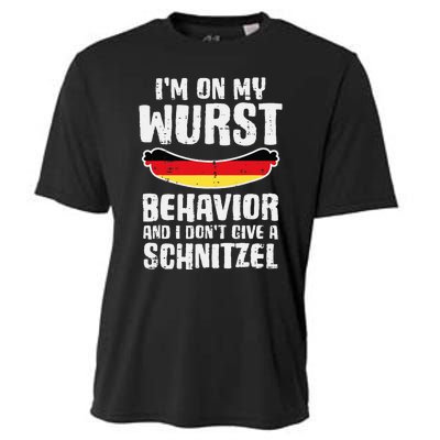 On My Wurst Behavior Dont Give Schnitzel Funny Oktoberfest Cooling Performance Crew T-Shirt