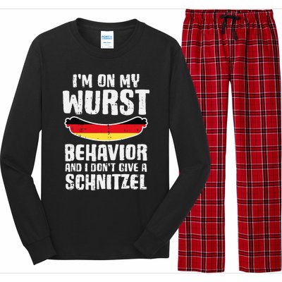 On My Wurst Behavior Dont Give Schnitzel Funny Oktoberfest Long Sleeve Pajama Set