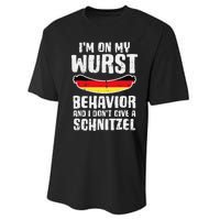 On My Wurst Behavior Dont Give Schnitzel Funny Oktoberfest Performance Sprint T-Shirt