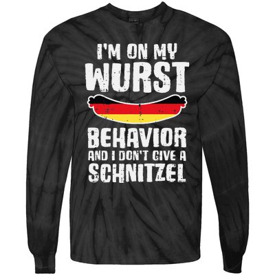 On My Wurst Behavior Dont Give Schnitzel Funny Oktoberfest Tie-Dye Long Sleeve Shirt