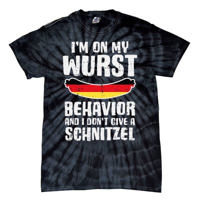 On My Wurst Behavior Dont Give Schnitzel Funny Oktoberfest Tie-Dye T-Shirt