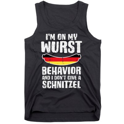 On My Wurst Behavior Dont Give Schnitzel Funny Oktoberfest Tank Top