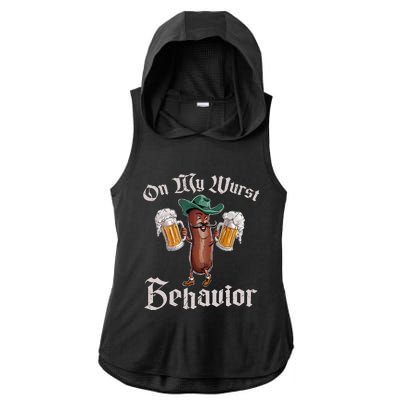 On My Wurst Behavior Funny Oktoberfest Ladies PosiCharge Tri-Blend Wicking Draft Hoodie Tank