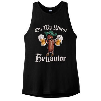 On My Wurst Behavior Funny Oktoberfest Ladies PosiCharge Tri-Blend Wicking Tank