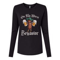 On My Wurst Behavior Funny Oktoberfest Womens Cotton Relaxed Long Sleeve T-Shirt