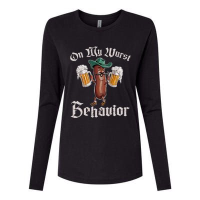 On My Wurst Behavior Funny Oktoberfest Womens Cotton Relaxed Long Sleeve T-Shirt