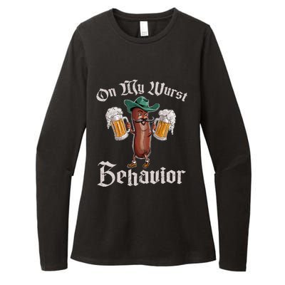 On My Wurst Behavior Funny Oktoberfest Womens CVC Long Sleeve Shirt