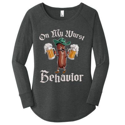 On My Wurst Behavior Funny Oktoberfest Women's Perfect Tri Tunic Long Sleeve Shirt